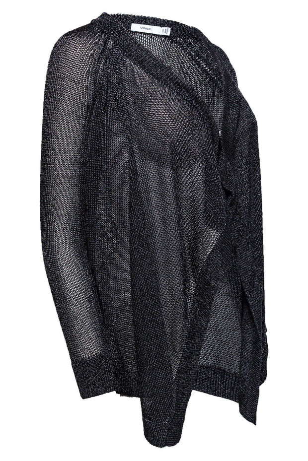 Current Boutique-Vince - Black Metallic Open Front Cardigan Sz XXS