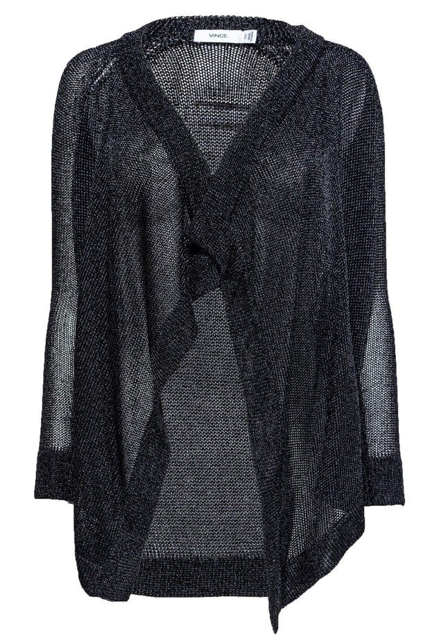 Current Boutique-Vince - Black Metallic Open Front Cardigan Sz XXS