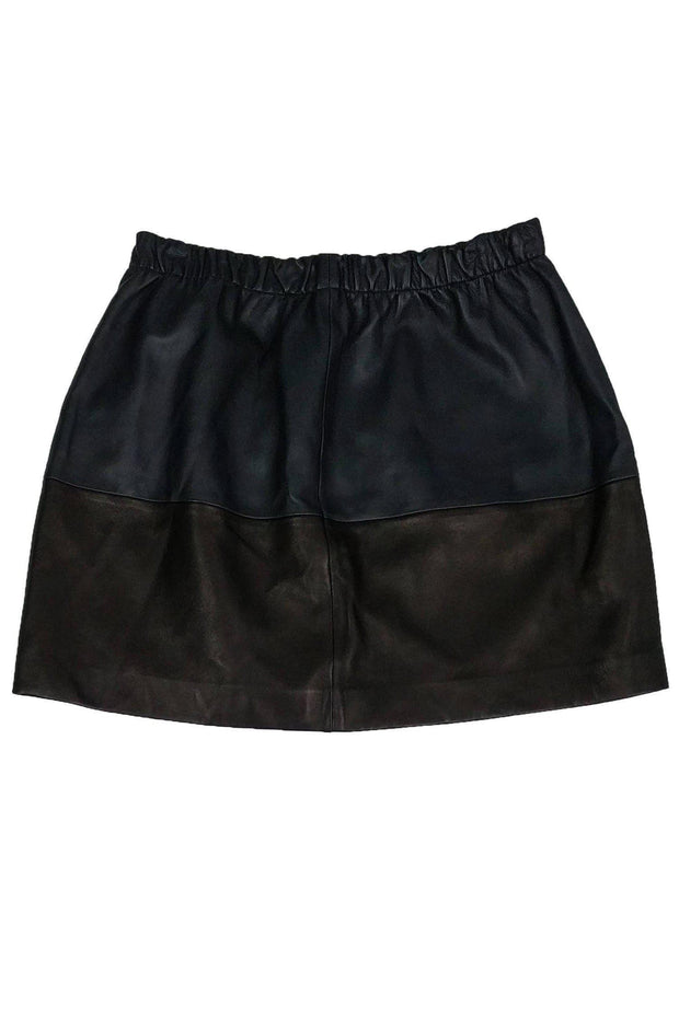 Current Boutique-Vince - Black & Navy Lamb Leather Skirt Sz M