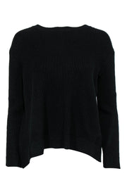 Current Boutique-Vince - Black Ribbed Open Back Sweater w/ Tie Sz S