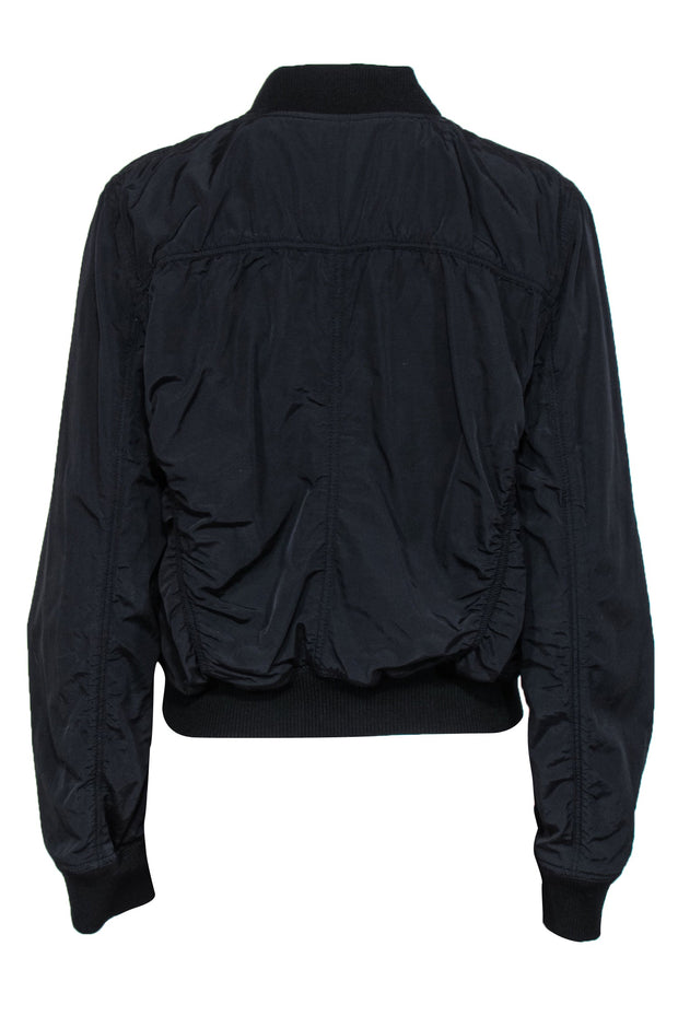 Current Boutique-Vince - Black Zip-Up Bomber Jacket Sz L