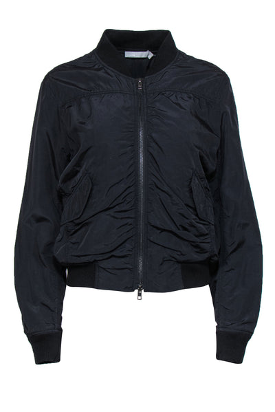 Current Boutique-Vince - Black Zip-Up Bomber Jacket Sz L