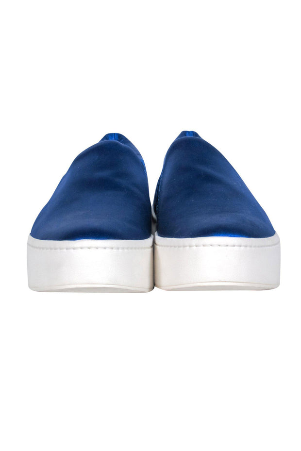 Current Boutique-Vince - Blue Satin Slip-On Platform Sneakers Sz 7