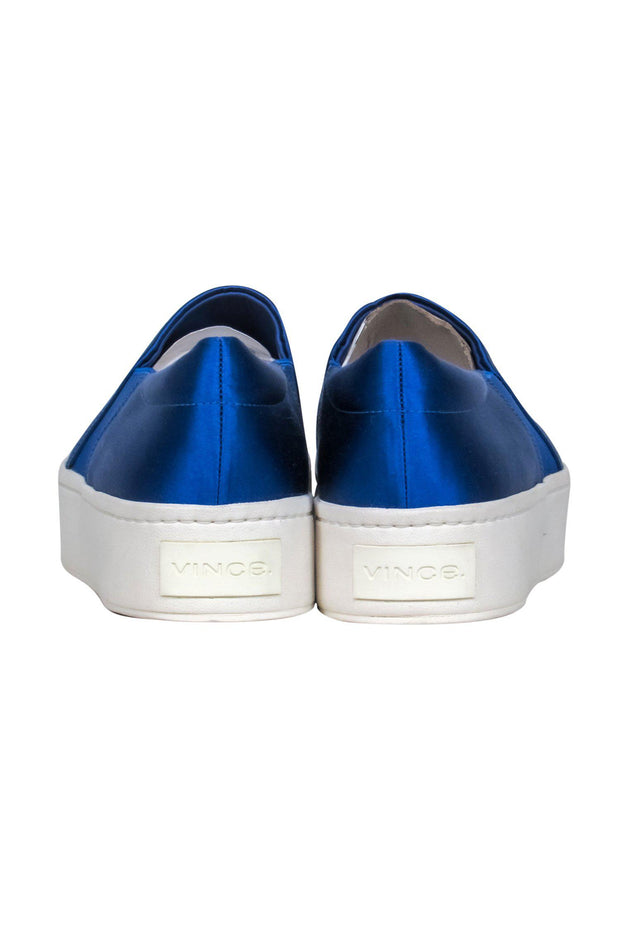 Current Boutique-Vince - Blue Satin Slip-On Platform Sneakers Sz 7