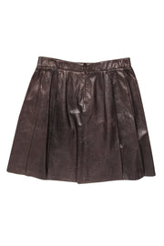 Current Boutique-Vince - Brown Leather A-Line Skirt Sz M