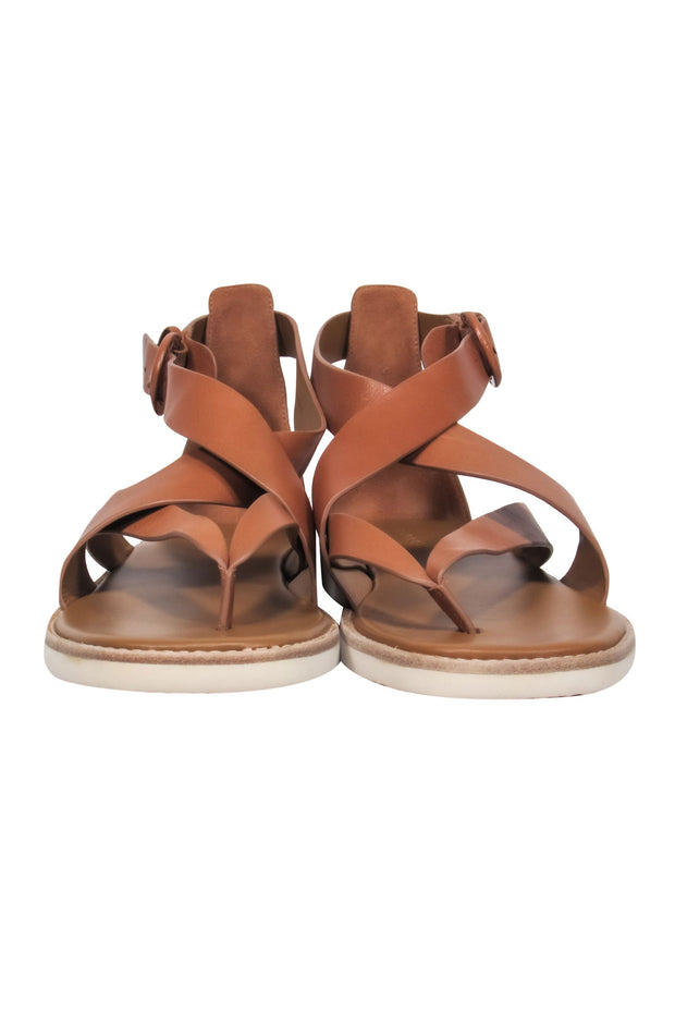 Current Boutique-Vince - Brown Leather Strappy Thong Sandals Sz 10