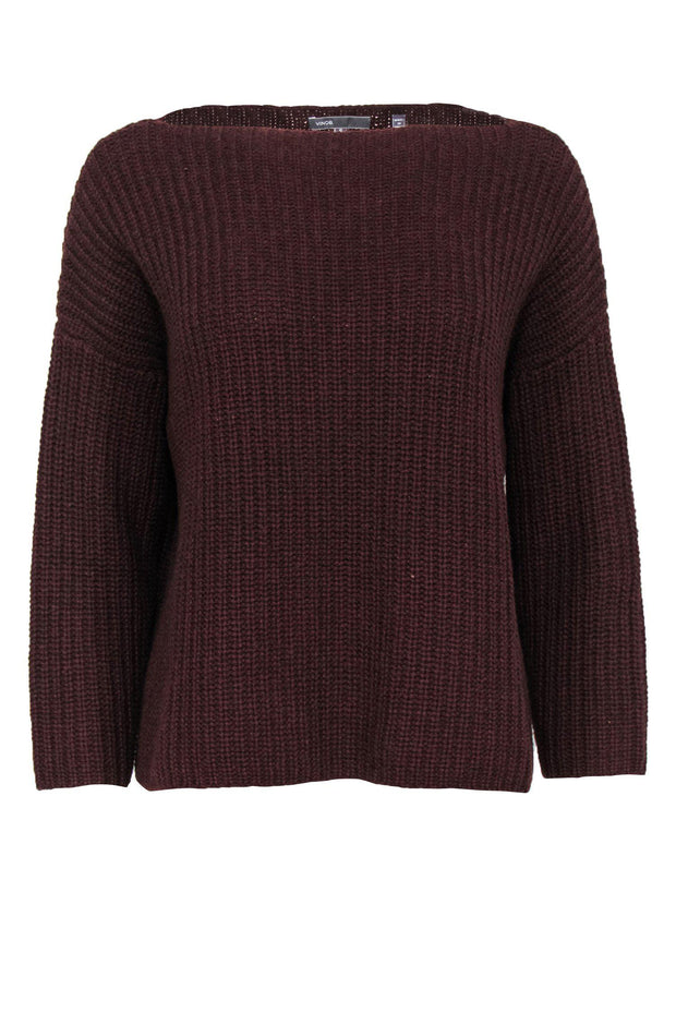 Current Boutique-Vince - Burgundy Knit Boat Neck Sweater Sz S