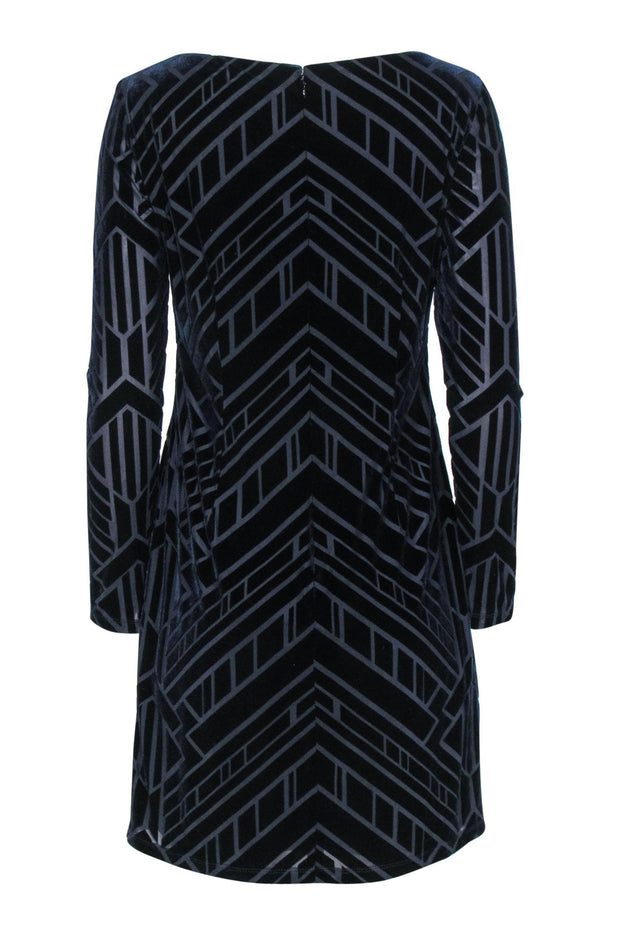 Current Boutique-Vince Camuto - Navy Art Deco Textured Long Sleeve Dress Sz 6