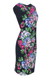 Current Boutique-Vince Camuto - Navy & Pink Floral Midi Sheath Dress Sz 10