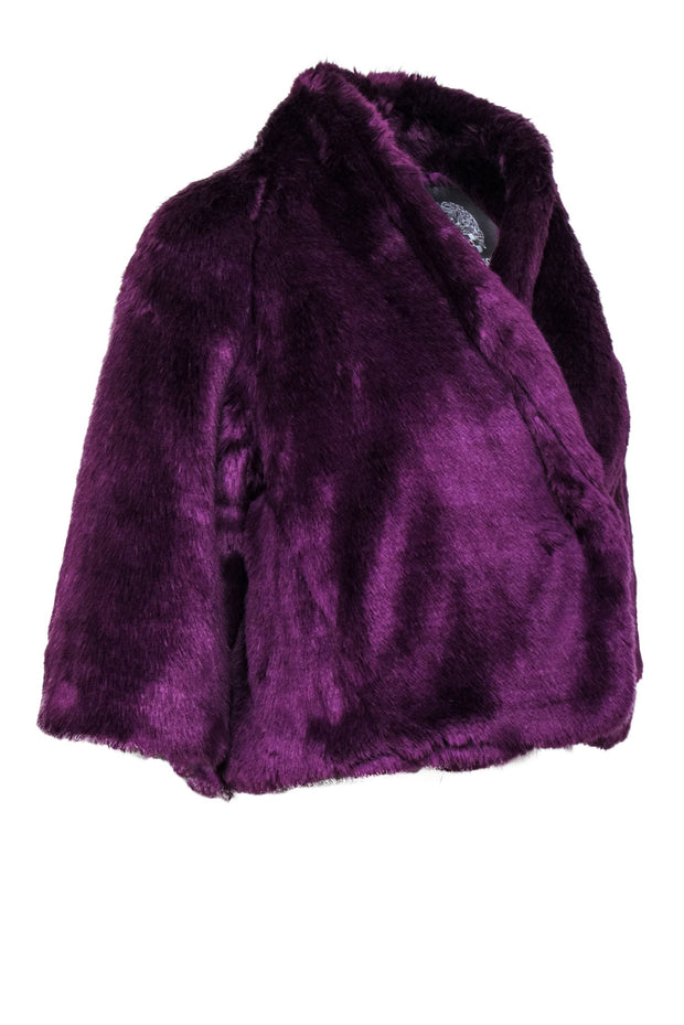 Current Boutique-Vince Camuto - Purple Faux Fur Plush Cropped Jacket Sz XS