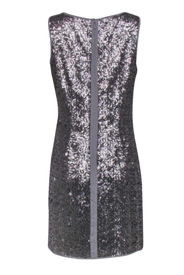 Current Boutique-Vince Camuto - Silver Sequin w/ Mesh Shift Dress Sz 12