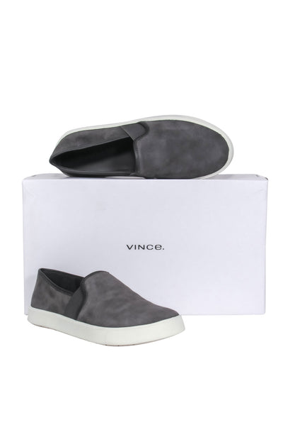 Current Boutique-Vince - Grey Suede "Preston" Slip-On Sneakers w/ White Sole Sz 5