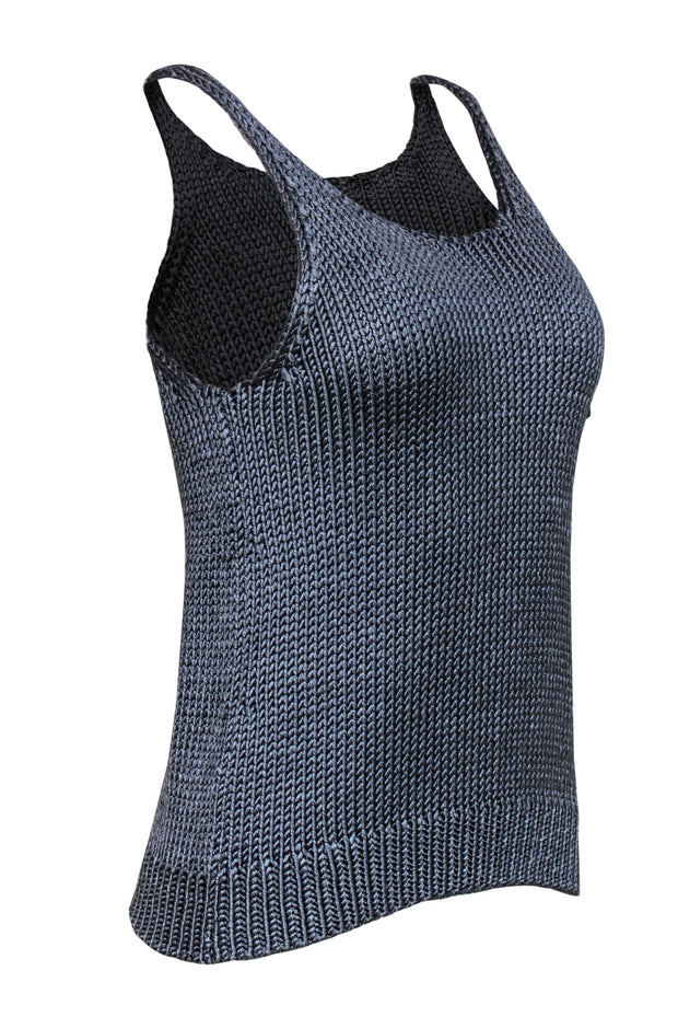 Current Boutique-Vince - Gunmetal Metallic Scoop Neck Woven Knit Tank Sz S