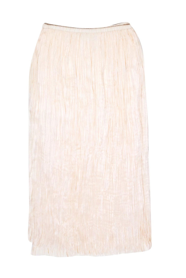 Current Boutique-Vince - Ivory Pleated Slip Style Midi Skirt w/ Side Slit Sz M