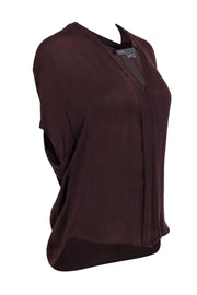 Current Boutique-Vince - Maroon Silk V-Neckline Draped Blouse Sz XS