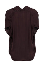 Current Boutique-Vince - Maroon Silk V-Neckline Draped Blouse Sz XS