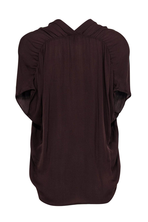 Current Boutique-Vince - Maroon Silk V-Neckline Draped Blouse Sz XS