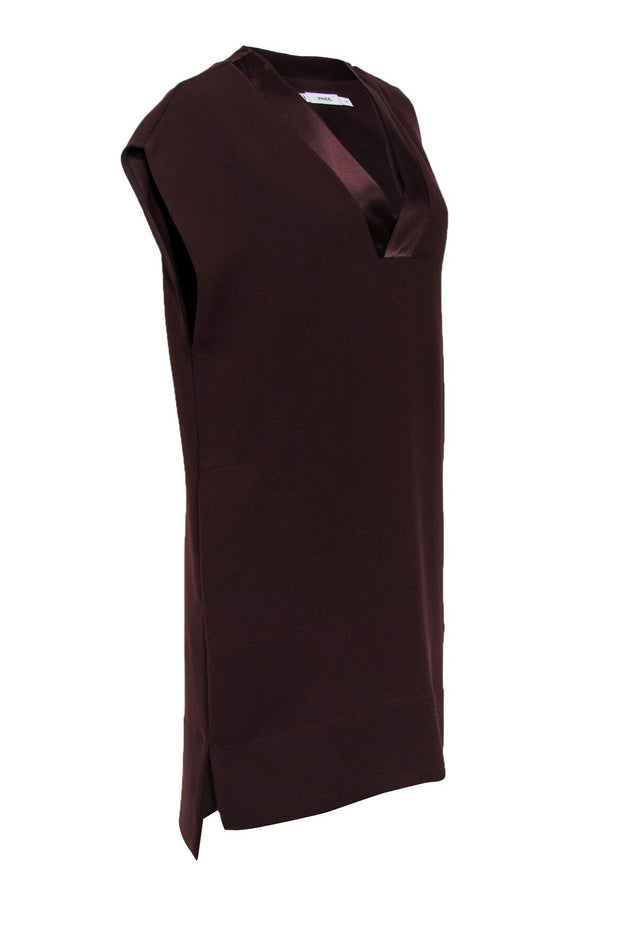 Current Boutique-Vince - Maroon Wide-Cut Shift Dress w/ Satin Trim Sz S