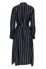 Current Boutique-Vince - Navy & Brown Striped Long Sleeve Shirt Dress Sz L