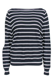 Current Boutique-Vince - Navy & White Striped Knit Boat Neck Sweater Sz M