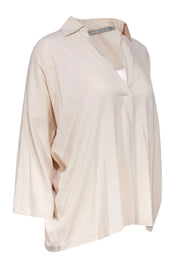 Current Boutique-Vince - Nude Lightweight Tunic w/ Collar & 3/4 Sleeves Sz XS