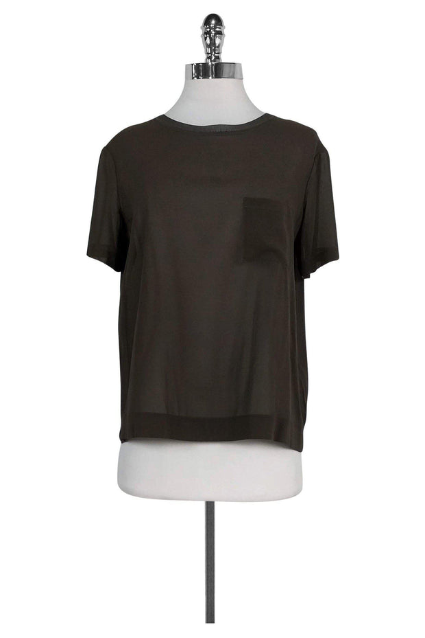 Current Boutique-Vince - Olive Green Semi Sheer Top Sz S