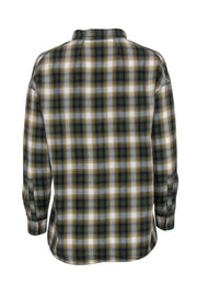 Current Boutique-Vince - Olive, White & Black Plaid Button-Up Long Sleeve Flannel Sz S