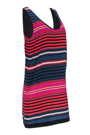 Current Boutique-Vince - Red, Navy & Pink Striped Sleeveless Shift Dress Sz S