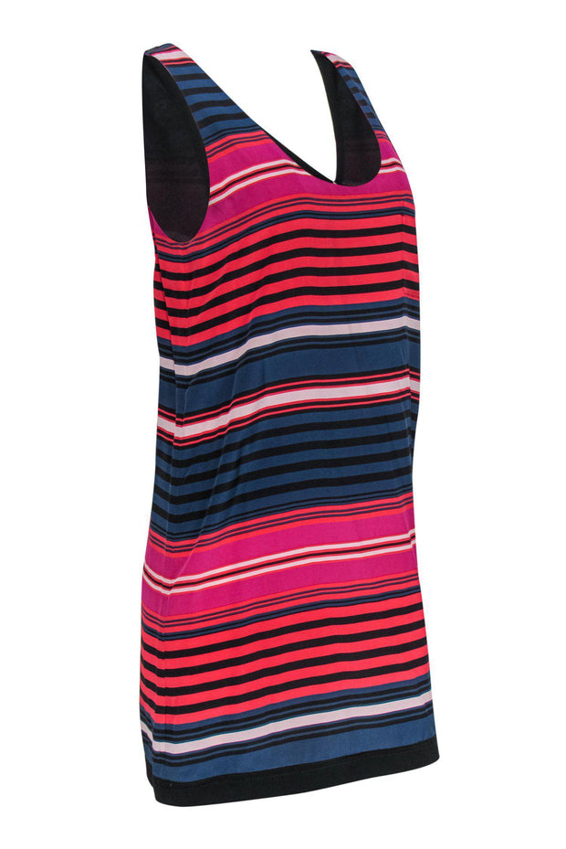 Current Boutique-Vince - Red, Navy & Pink Striped Sleeveless Shift Dress Sz S