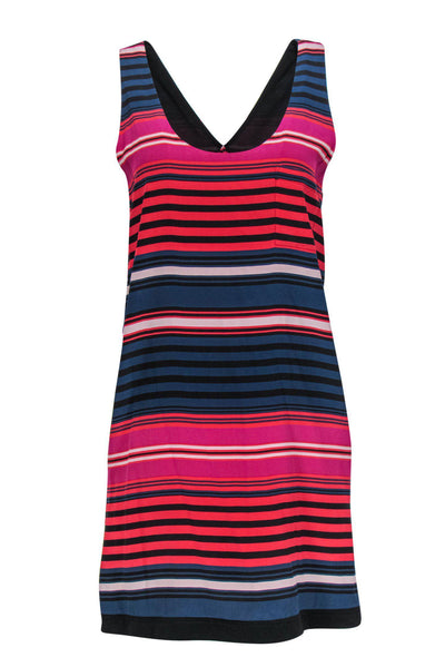 Current Boutique-Vince - Red, Navy & Pink Striped Sleeveless Shift Dress Sz S