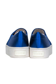 Current Boutique-Vince - Royal Blue Satin Slip-Up Platform Sneakers Sz 7