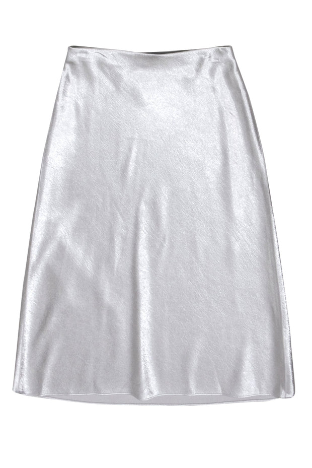 Current Boutique-Vince - Silver Satin Midi Slip Skirt Sz S