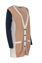 Current Boutique-Vince - Tan Cream & Navy Button Front Cardigan Sz M