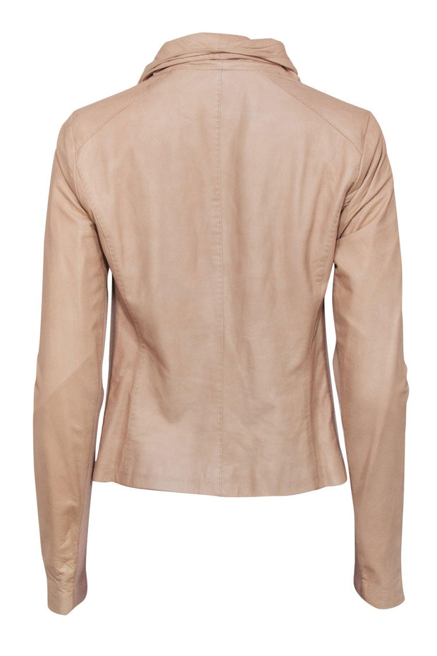Current Boutique-Vince - Taupe Soft Leather Draped Jacket Sz M