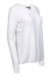 Current Boutique-Vince - White Knit Sweater w/ Zipper Trim Sz L