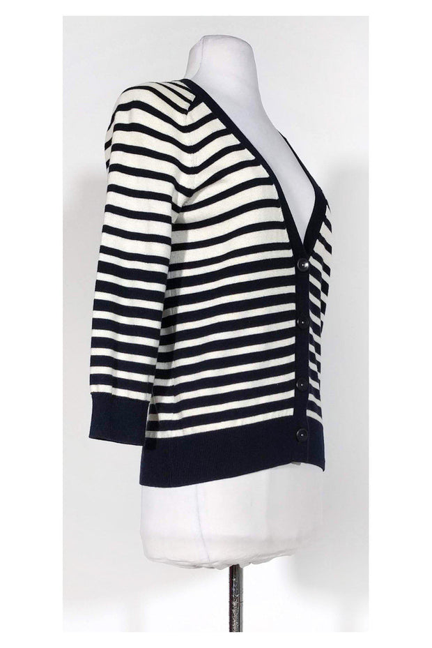 Current Boutique-Vince - White & Navy Striped Cardigan Sz S