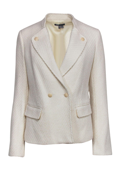 Current Boutique-Vince - White Woven Tweed Double Breasted Jacket Sz 6