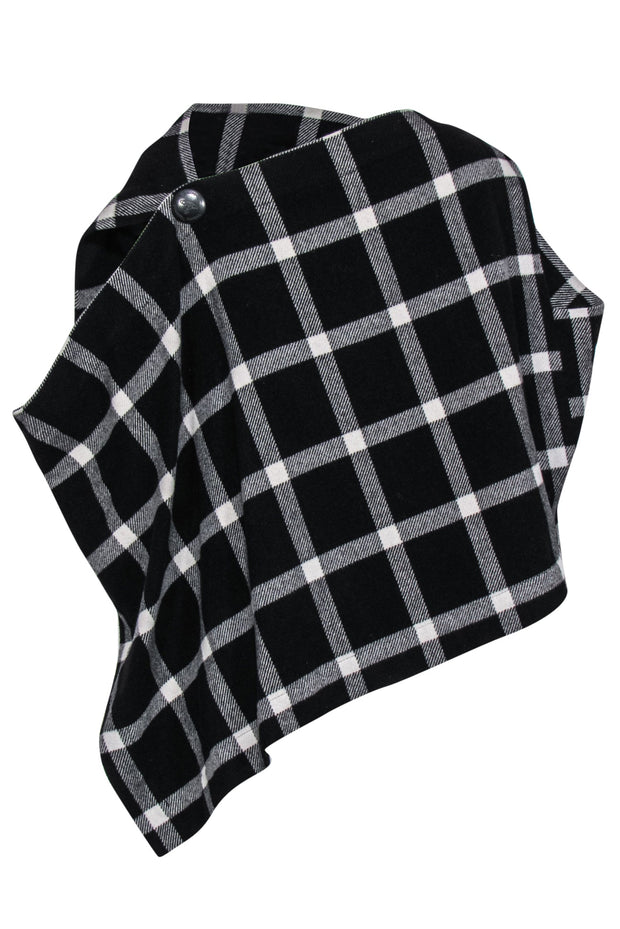 Current Boutique-Vivienne Westwood - Black & White Plaid Wool Blend Poncho Sz 8