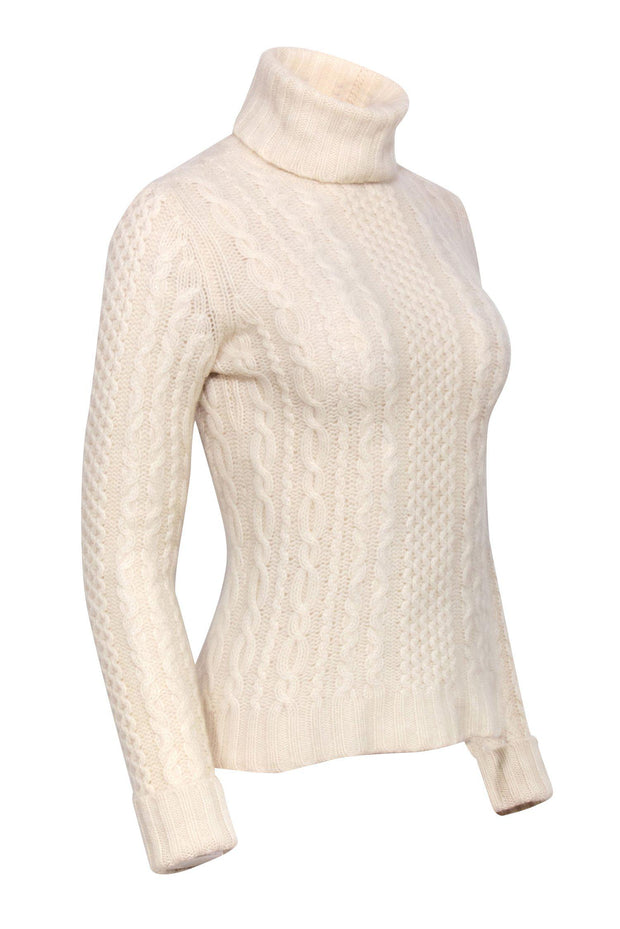 Current Boutique-White & Warren - Cream Cashmere Fisherman Turtleneck Sz S