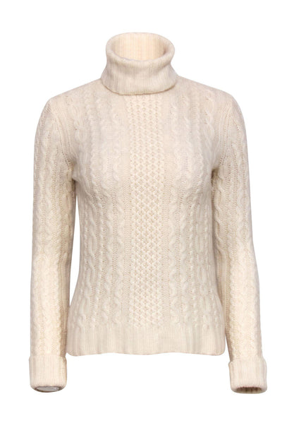 Current Boutique-White & Warren - Cream Cashmere Fisherman Turtleneck Sz S