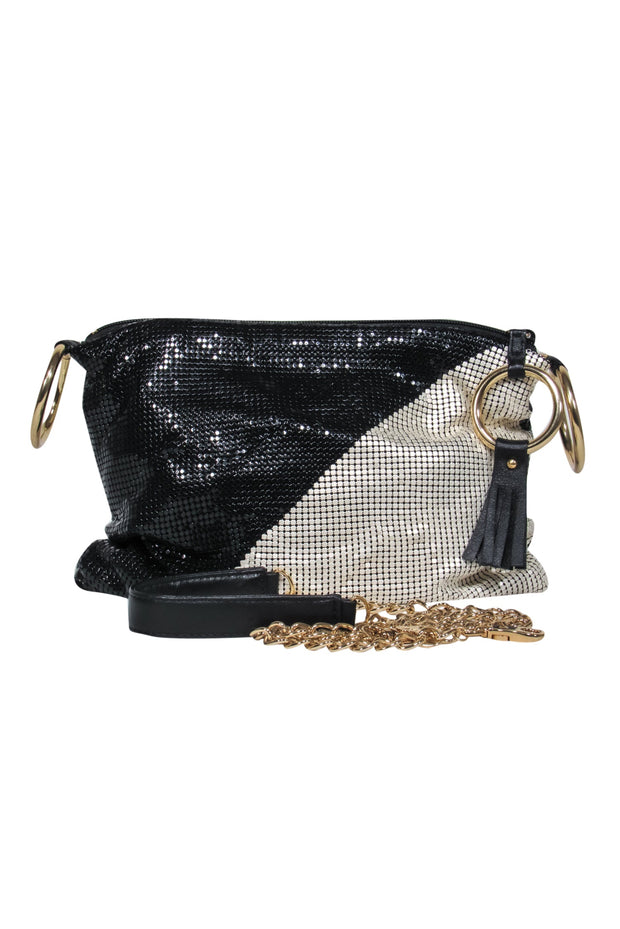 Current Boutique-Whiting & Davis - Black & White Chainmail Crossbody Purse