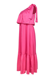 Current Boutique-Y.A.S - Bubblegum Pink One-Shoulder "Victoria" Maxi Dress w/ Bow & Flounce Sz XS