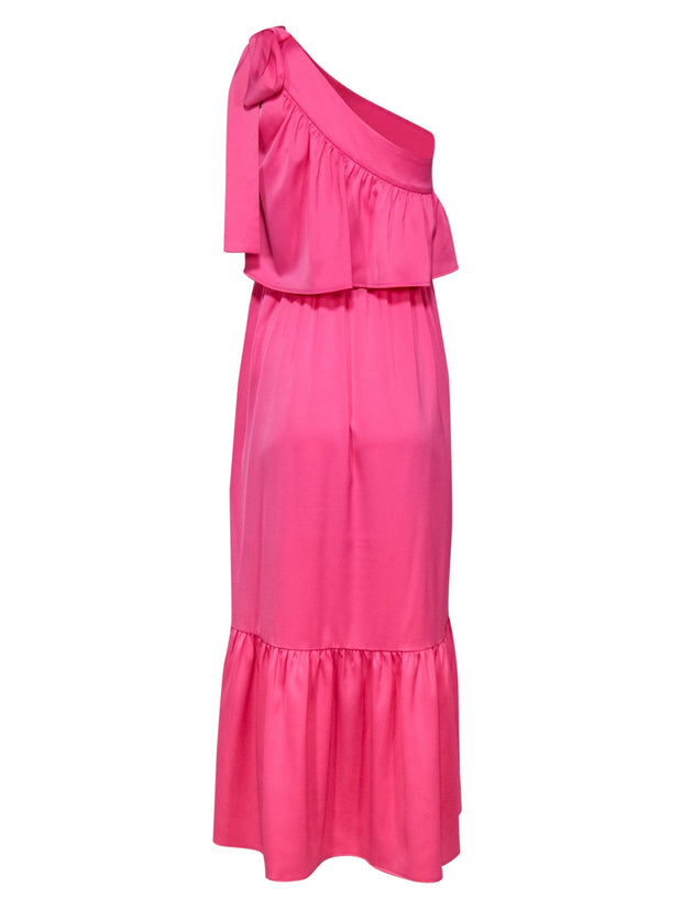 Current Boutique-Y.A.S - Bubblegum Pink One-Shoulder "Victoria" Maxi Dress w/ Bow & Flounce Sz XS