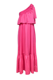 Current Boutique-Y.A.S - Bubblegum Pink One-Shoulder "Victoria" Maxi Dress w/ Bow & Flounce Sz XS