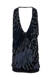 Current Boutique-Yigal Azrouel - Black, Grey & Navy Abstract Print Sleeveless Shift Dress Sz XS