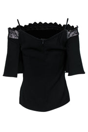 Current Boutique-Yigal Azrouel - Black Off-the-Shoulder Blouse w/ Lace Sz 4