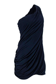 Current Boutique-Yigal Azrouel - Navy Draped One Shoulder Shift Dress Sz S