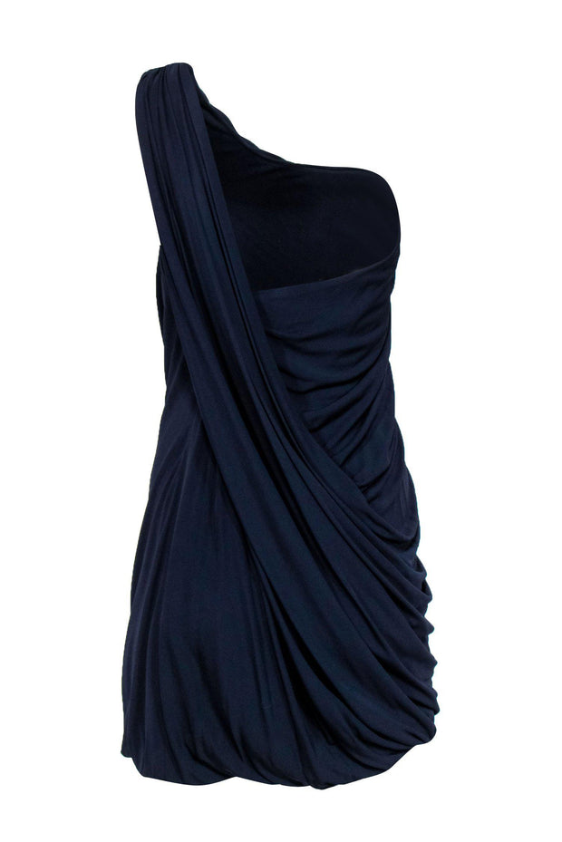 Current Boutique-Yigal Azrouel - Navy Draped One Shoulder Shift Dress Sz S