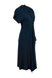 Current Boutique-Yigal Azrouel - Navy Sheath Dress w/ Elastic Neckline & Ruching Sz 6