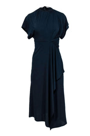 Current Boutique-Yigal Azrouel - Navy Sheath Dress w/ Elastic Neckline & Ruching Sz 6